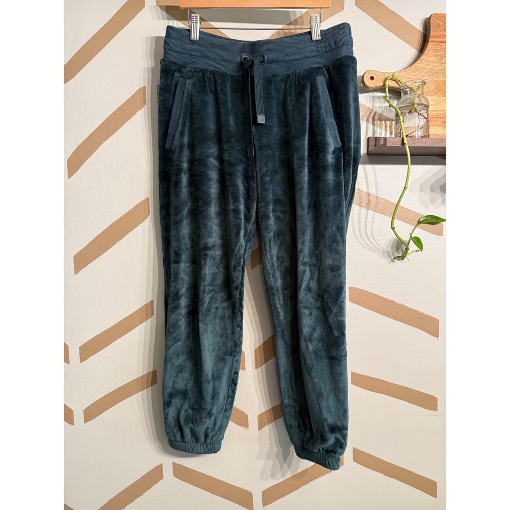 Athleta Double Cozy Karma Jogger Womens Medium Teal Blue Fuzzy Plush‎ 511385-02